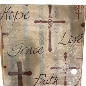 Cross Hot Plate -  Love, Grace, Faith - Religious, New, Handmade